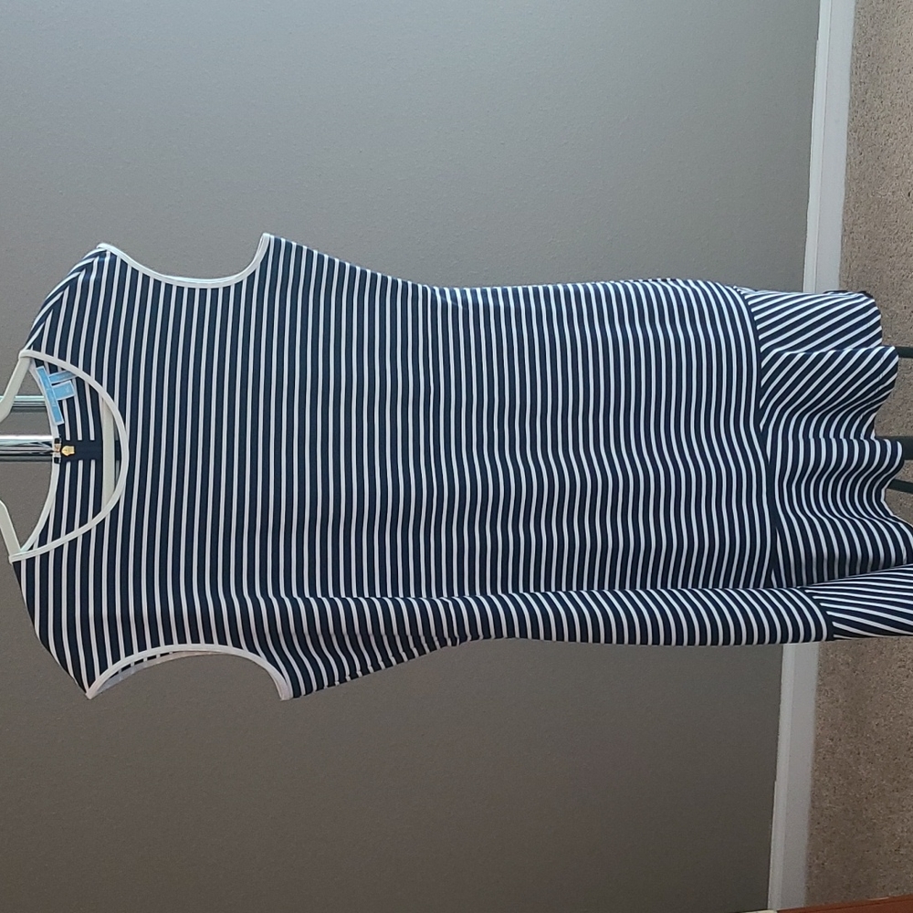 Draper James navy/white striped dress, sz XL